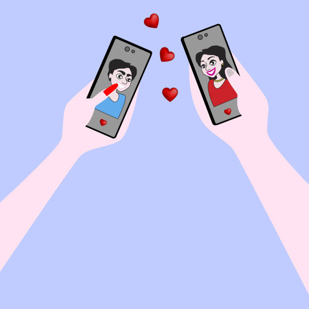 istock Dating a guy and a girl through the Internet. 1305594490