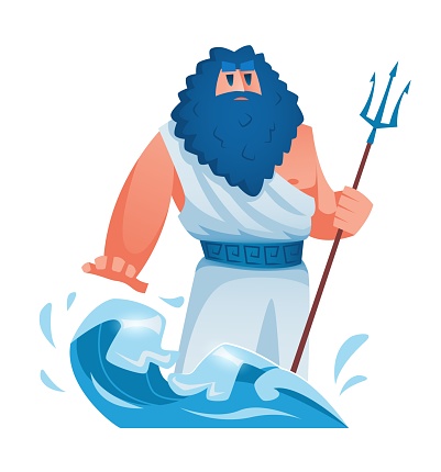 Poseidon Ancient Greek God Mythological Deity Of Olympia Stock Illustration  - Download Image Now - iStock