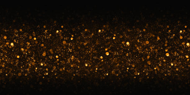 istock Golden bokeh glitter bokeh effect black background 3d illustration 1305598094