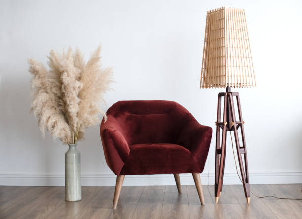 istock Stylish Scandinavian modern white cozy eco interior in minimalist style.Modern home decor. Open space. 1305599574