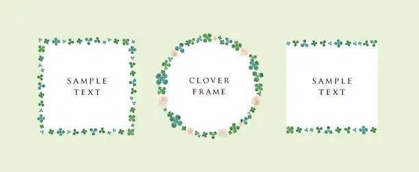 Vector illustration of Clover Decorative Frame Set (Green Background)