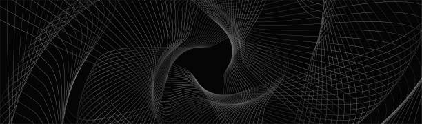 ブラックの抽象的な背景デザイン。モノクロカラーの最新の波線パターン(ギョーチ曲線) - hypotrochoid点のイラスト素材／クリップアート素材／マンガ素材／アイコン素材