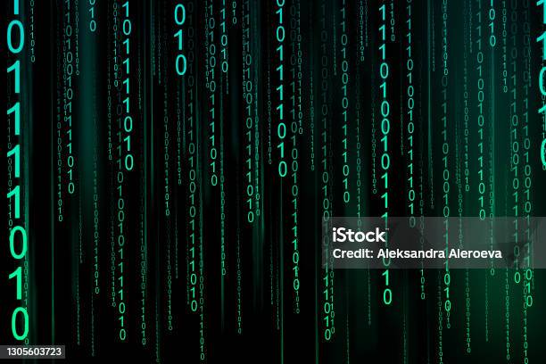 Digital Binary Data And Streaming Binary Code Background Matrix ...