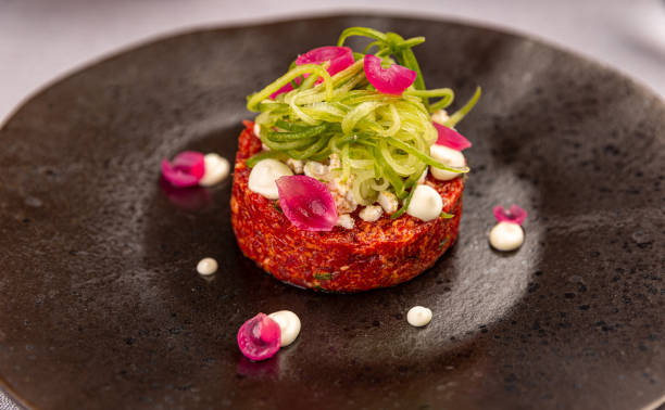 istock Steak tartare served with cucumber noodles 1305608991