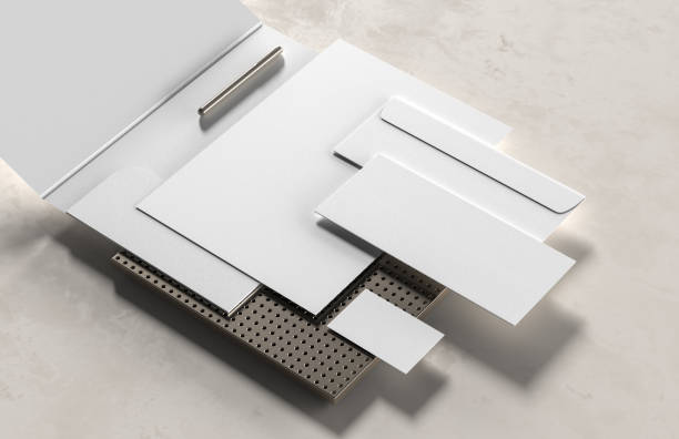 istock Corporate identity stationery mock up isolated on modern style background. Mock up for branding identity. 3D illustration 1305609717