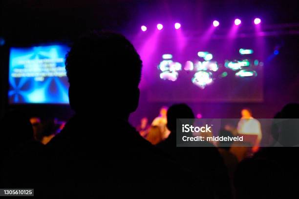 Concert Silhouette Stock Photo - Download Image Now - Praying, Applauding, Crowd of People