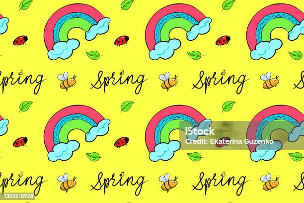 Yellow Spring Design Spring Vector Seamless Pattern Yellow Background Stock Illustration ...