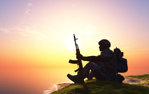 istock Silhouette of a soldier 1305612915