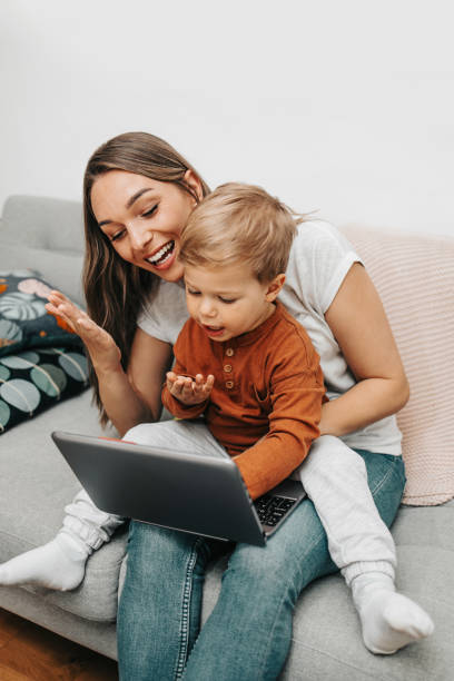 istock Mother and son home leisure or work 1305615099