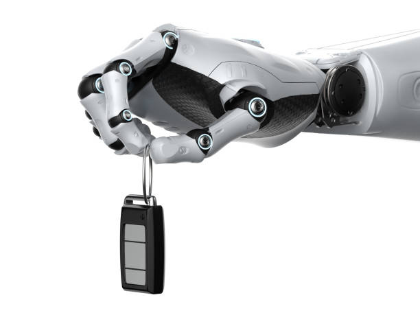 robot hold car key or car remote control