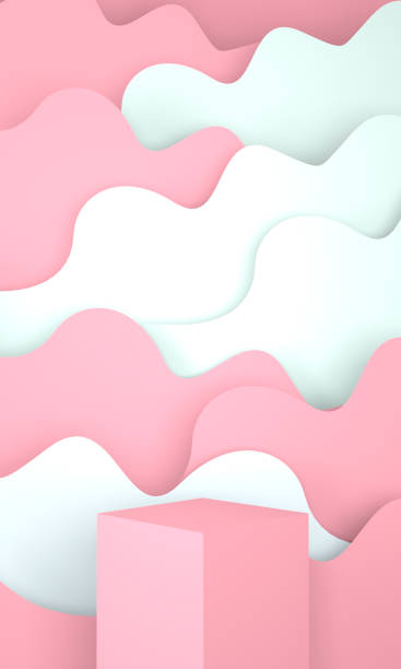 istock Podium use for product presentation. Abstract wave background. 3d rendering - illustration. 1305617739