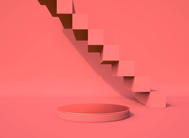 istock Minimal scene with geometrical forms, podiums in cream background with shadows. Scene to show cosmetic product, Showcase, shopfront, display case. 3d 1305617813