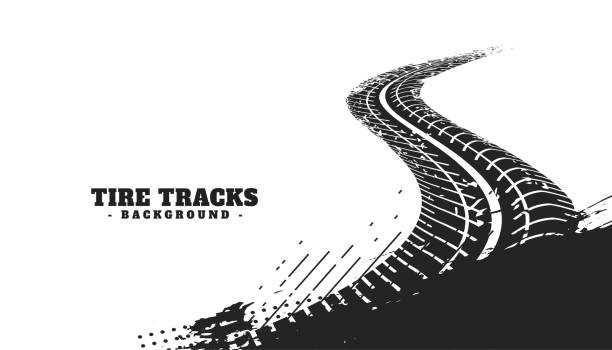 abstrakcyjny kręty tor opony w tle - tire track tire track pattern stock illustrations