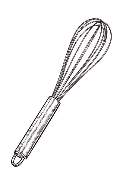 Vector drawing of a whisk Old style illustration of egg beater kitchen utensil illustrations stock illustrations