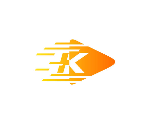 ilustraciones, imágenes clip art, dibujos animados e iconos de stock de diseño del logotipo de la letra k del juego de movimiento. - letter k audio