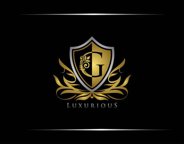 Luxury G Letter Golden Shield  Icon Luxury G Letter Golden Shield  Icon. Alphabetical Luxury Badge Design. gold g stock illustrations
