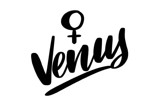 Vector illustration of Venus astrological and zodiac symbol. Vector sign of planet domicile