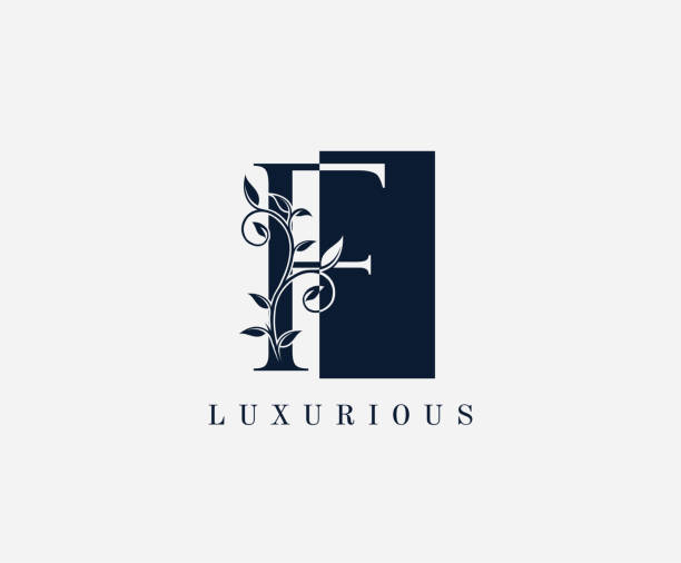 ilustraciones, imágenes clip art, dibujos animados e iconos de stock de diseño de logotipo de luxury swirl f letter square. - letter f illustrations