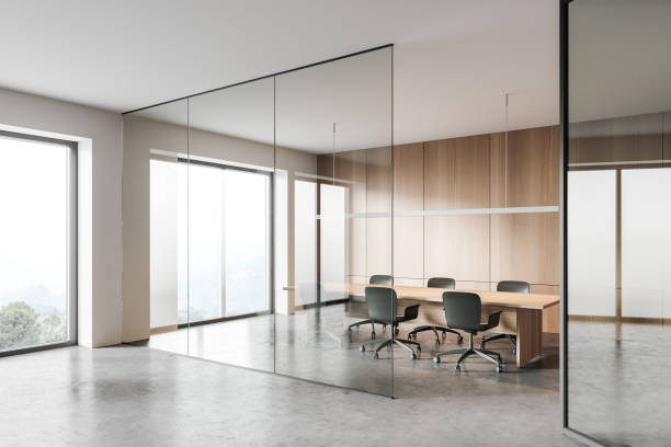 istock Wooden and glass conference room corner 1305634096