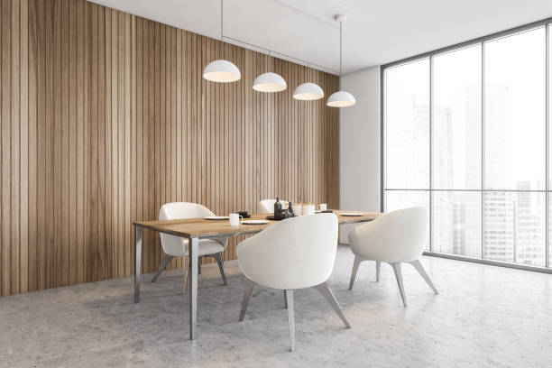 istock White and wooden dining room corner 1305634151