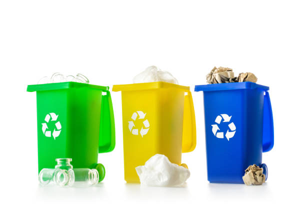 istock Bin icon. Container for disposal garbage waste and save environment. Yellow, green, blue dustbin for recycle plastic, paper and glass can trash isolated on white background. 1305637271