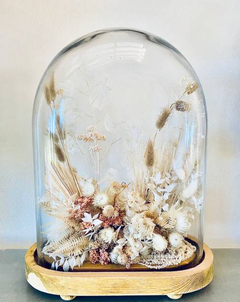 Dried Flower Arrangement in Glass Display Case
