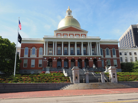 Boston, USA - June 15, 2019: Image of the Massachusetts State House.