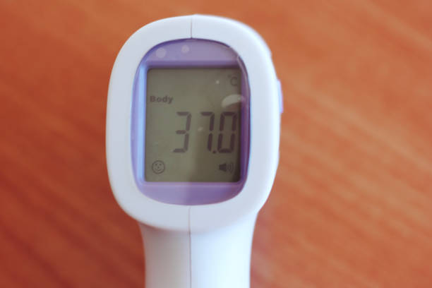 istock human temperature meter. detail of the screen 1305641216