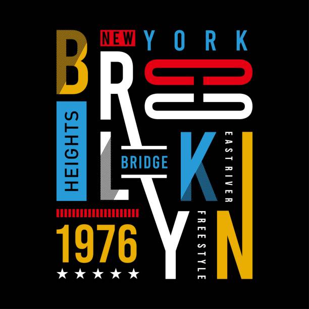 brooklyn - projekt typografii mostu do koszulki - new york city stock illustrations