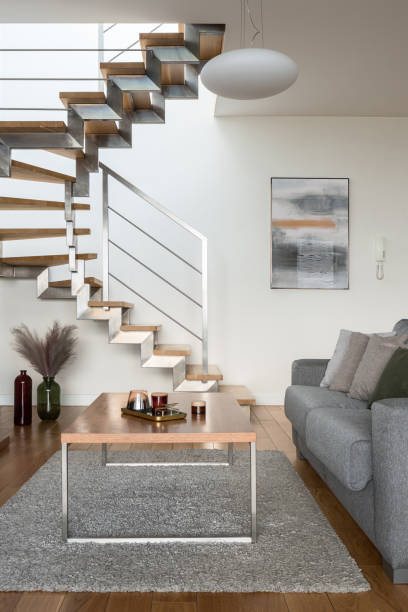 istock Small living room with stairs 1305645251