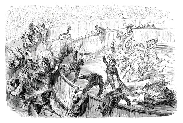 тореадор ан bullring испании 1862 - 1862 stock illustrations