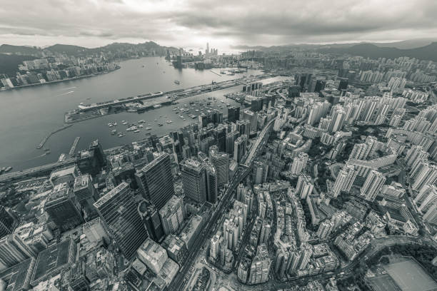 istock Hong Kong Aerial view in Black and White 1305645509