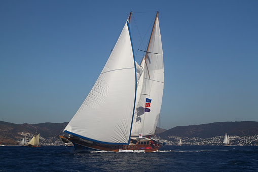 Wooden Yacth sailing on the sea