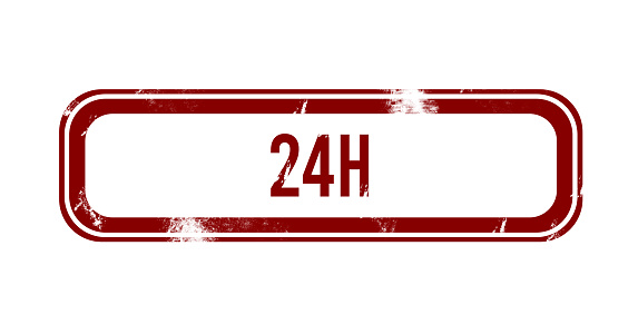 24h - red grunge button, stamp