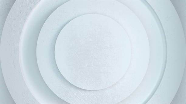 istock Computer generated a set of abstract circles on different levels. 3d rendering of elegant white background 1305660471
