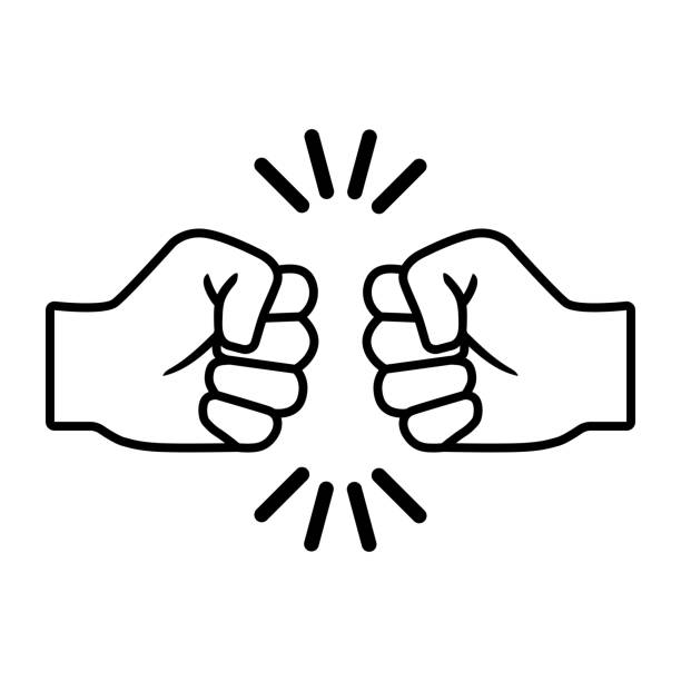 Fist bumping. Two human hands giving fist bump . Flat style vector illustration Fist bumping. Two human hands giving fist bump . Flat style vector illustration punching illustrations stock illustrations