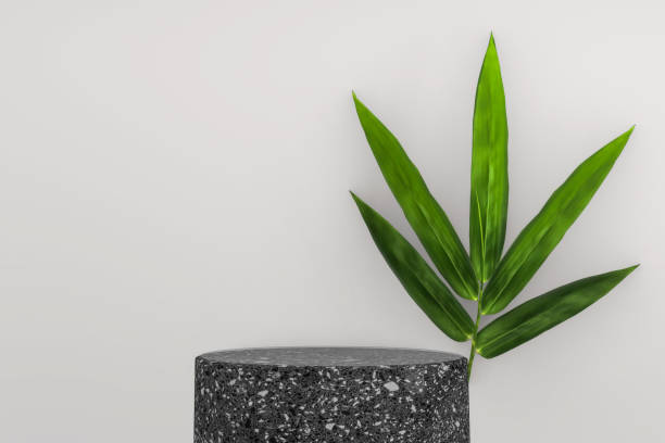 istock Black granite podium on background minimal design. 3D rendering 1305663912