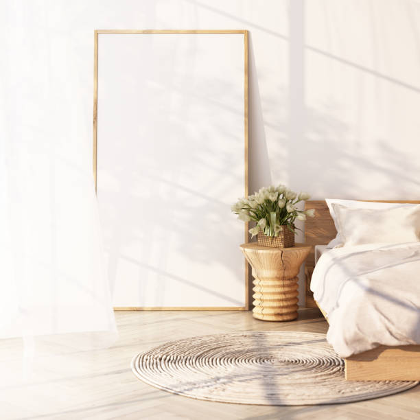 istock white bed and frame on wooden floor Light shines through the window and shadows fall on it. with white wall and sheer 3d rendering 1305666201