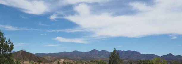 istock White clouds in the blue sky and a rocky landscape 1305666464