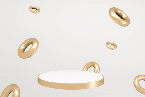 istock The Golden Podium minimal geometric white and gold style abstract.3D rendering 1305667337