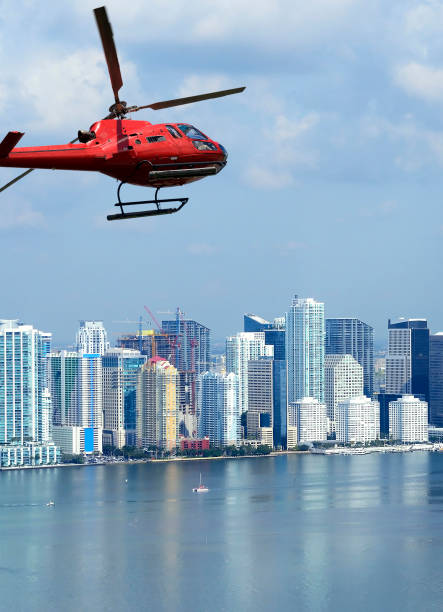 istock Helicopter flying to Miami. 1305668382