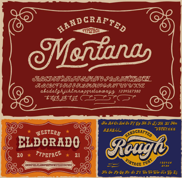 Vintage fonts bundle Vintage fonts bundle, this set with fonts is perfect for short phrases or headlines and can be used for many creative products such as alcohol labels, emblems, posters, and many others handwriting stock illustrations