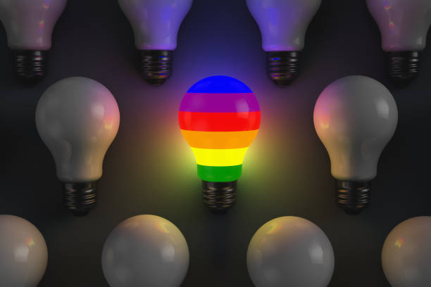 istock LGBT theme illustration. The rainbow light bulb is shining 1305672230
