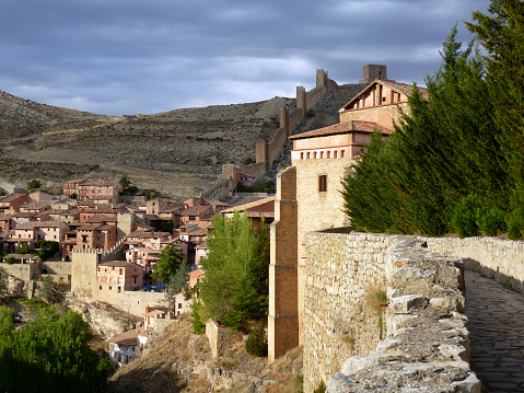 Landscape of Albarracin with its beautiful city walls. Teruel, Spain, Europe