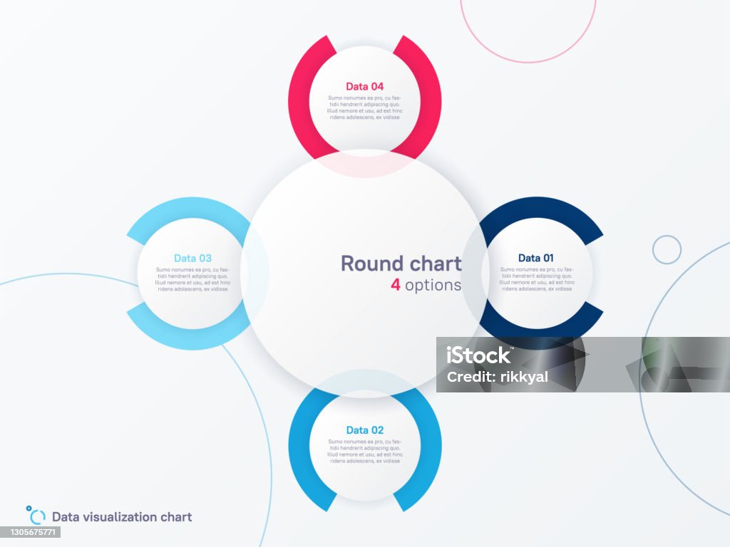 Four Part Rounds Vector Round Circle Infographic Chart Template Divided By Four Parts ...