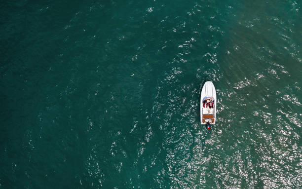 istock Motor boat in the sea. 1305678465