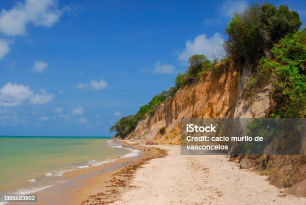 Cabo Branco Beach Barrier Joao Pessoa Paraiba State On March 4 2008 Natural Erosion Of The Cliff By The Action Of The Sea Eastern Extreme Geographic Point Of The Americas Stock Photo - Download Image Now