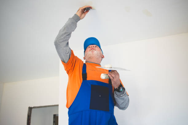 istock Painter,preparing the wall for painting while standing on ladder 1305684908