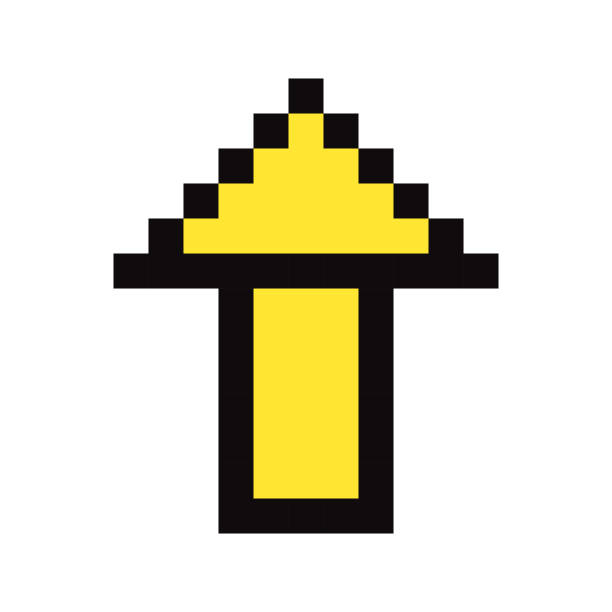 ilustrações, clipart, desenhos animados e ícones de flecha amarela. pixel art. estilo de jogo retrô. ilustração vetorial. - triangle arrow sign red push button