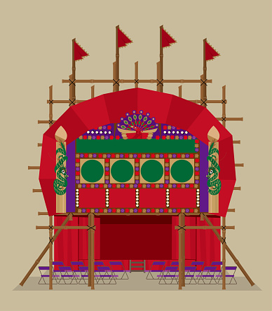 Vector illustration of a Cantonese Opera bamboo theatre